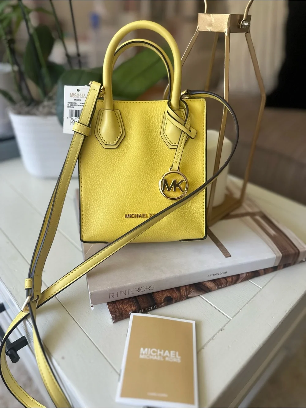 Michael Kors NWT Extra Small Sunshine Yellow Pebbled Leather Mini Tote
